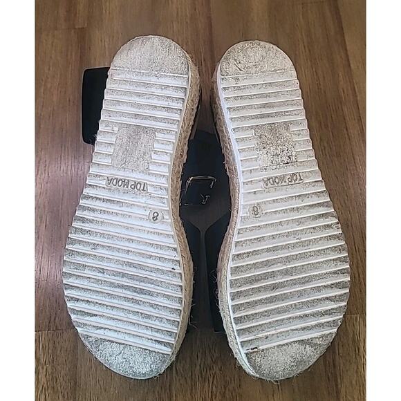 Top Moda Jute-Lined Ankle Strap Sandals – Black & Beige – Size 8 – GUC - Picture 8 of 8